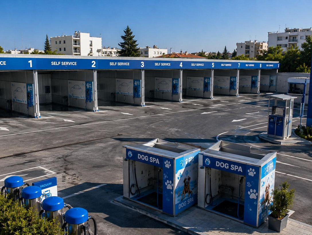 Современная круглосуточная автомойка самообслуживания в Никосии